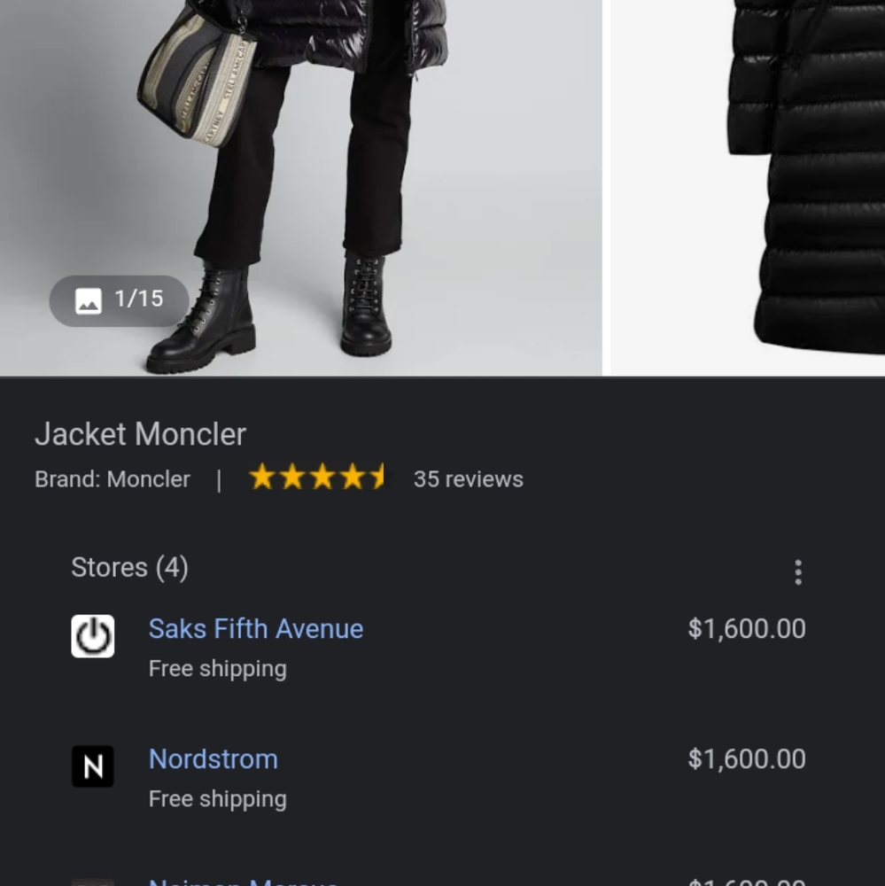 Black Moncler bubble jacket.  Size small